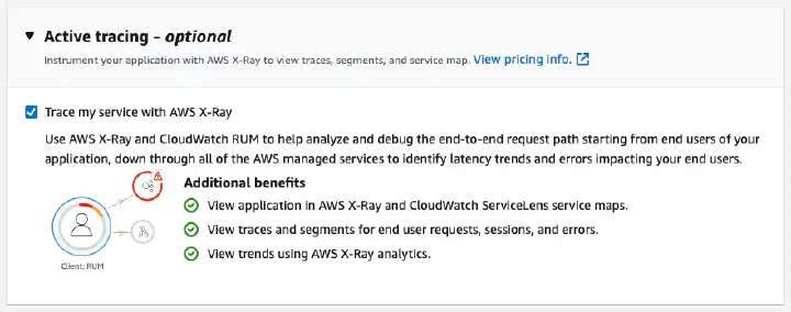 AWS RUM tracing with AWS X-Ray