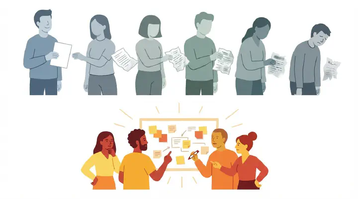 Translation loss through handoffs vs direct collaborative discovery