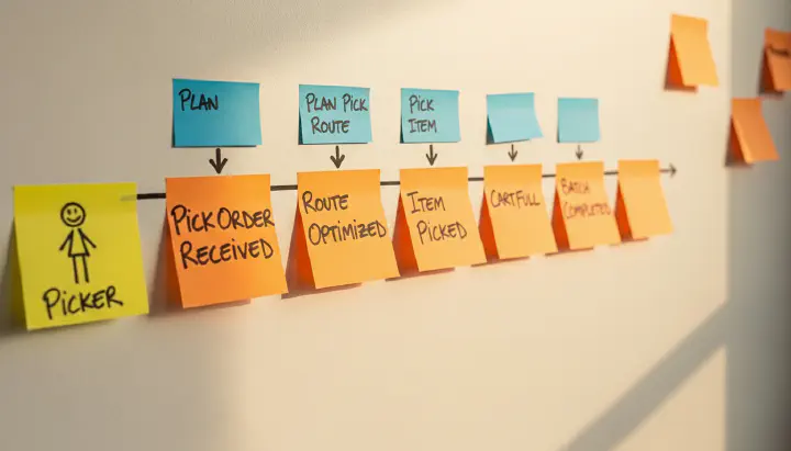 Warehouse pick process EventStorming board