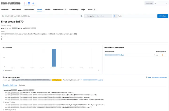 Trace errors in Elastic